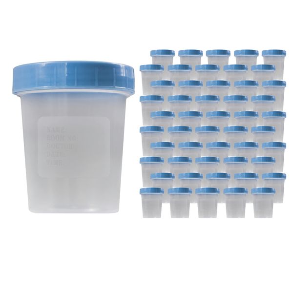 Specimen Cups With Leak Proof Screw on Lids - 4oz [Pack of 50] Clear Non-Sterile Urine Sample Jars - Containers for Safe Pee, Stool, Semen Sample Collection for Testing (50)