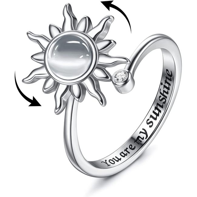 Milacolato Fidget Ring für Frauen Mädchen Offene Verstellbar Anxiety Ring Silber Stapelringe Knöchelringe Fancy Spinner Ringe Schmuck Damen Graysun