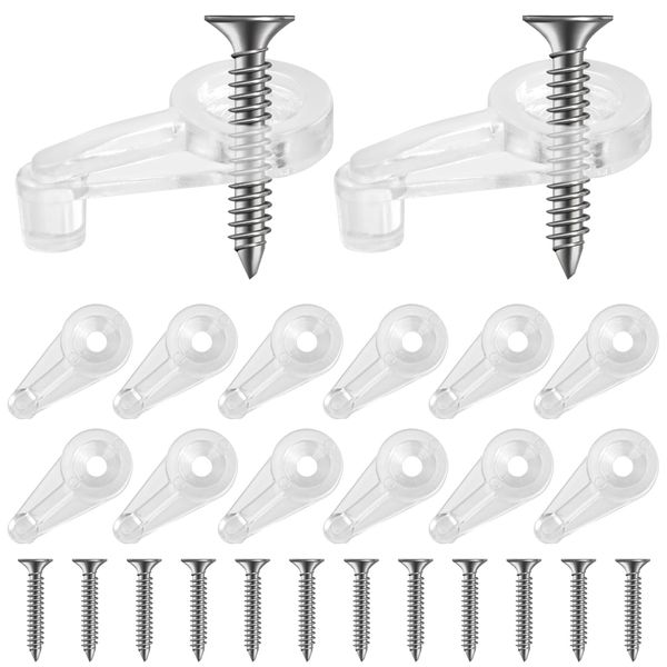 Glass Door Retainer Clips Kit, JUPSK Glass Cabinet Clips, Plastic Glass Panel Clips with Metal Screws, Mirror Clips for Glass Cabinet Doors, Window Dressing Hardware 52PCS (A)