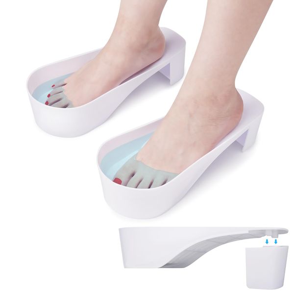 Yokilly Toe Nail Soaking Bowl, 2 PCS Toenails Soak Off Bowl, Shoe Design Foot Bath Soak Tub Bowl, Acetone Proof Pedicure Foot Spa Nail Soaker Bowl for Soak Off Dip Powder Gel Polish Remover (White)