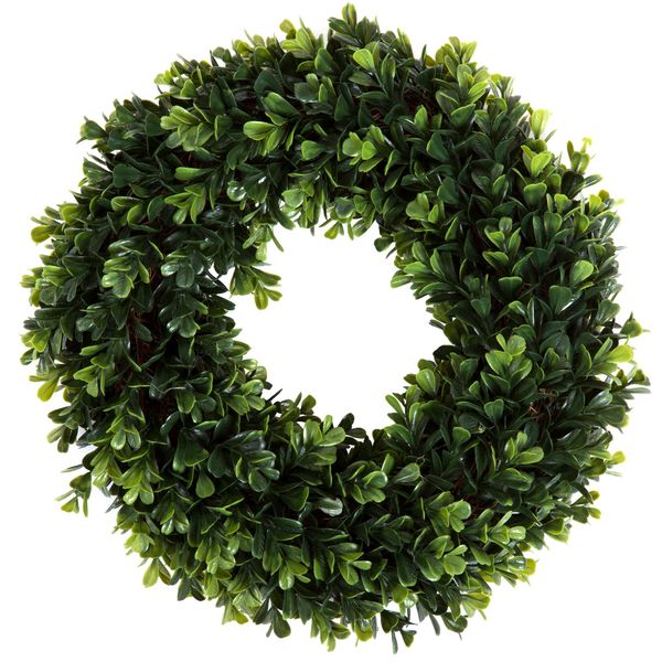 Boxwood Wreath, Artificial Wreath for the Front Door by Pure Garden, Home Décor, UV Resistant - 12 Inches