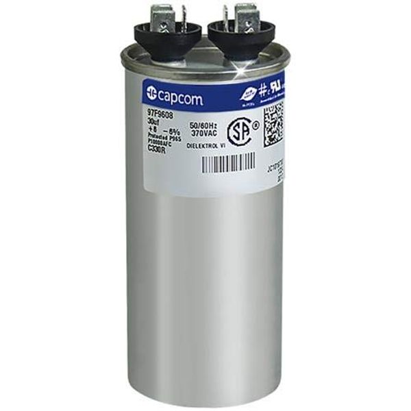 GE 97F9608-30 uf MFD 370 Volt VAC Genteq® Replacement Round Run Capacitor
