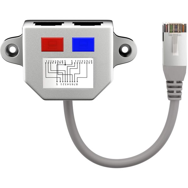 Goobay 68908 Cable Splitter, Network Doubler, CAT Y-Adapter, Grey
