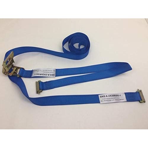 AutoHauler Supply - 6-Pack of 20 Foot Cargo Van Ratchet Straps with E-Track Spring Ends for Box Truck, Van or Trailer Load Securing