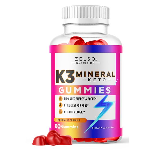 ZELSO K3 Mineral Keto Gummies Nutrition, The Original K3 Keto ACV Formula Pills Now in Gummy, Advanced Vitamins Plus Multivitamin, Men & Women Emily, 30 Day Supply