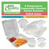 9x9x3 3-Compartment Hinged Clamshell Take Out Food Containers 150pcs