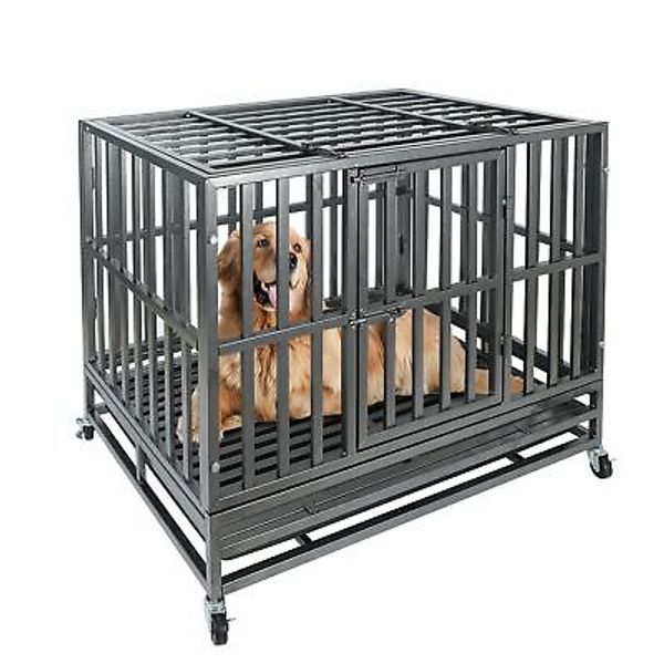 1pcs Heavy Duty Dog Kennel Pet Iron Crate Cage 37 inch