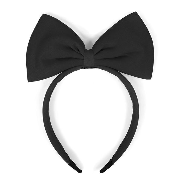 Huachi Black Bow Headband for Women Girls, Cute Big Bow Headbands Cosplay Costume Hair Accessories, Halloween Christmas Festivals Headdress Headpiece Adults Kids Party Decoration