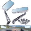 Motorcycle Rectangle Rearview Mirror 8mm 10mm Blue Lens Side Mirrors 360 Chrome