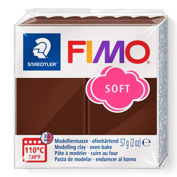 STAEDTLER 8020-75 FIMO Soft Oven-Hardening Polymer Modelling Clay - Chocolate (1 x 57g Block)