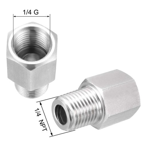uxcell Pipe Fitting Adapter Reducer 1/4 NPT Male to 1/4 G Female Pipe Fitting Adapter Reducer Pressure Gauge for Water Oil Air