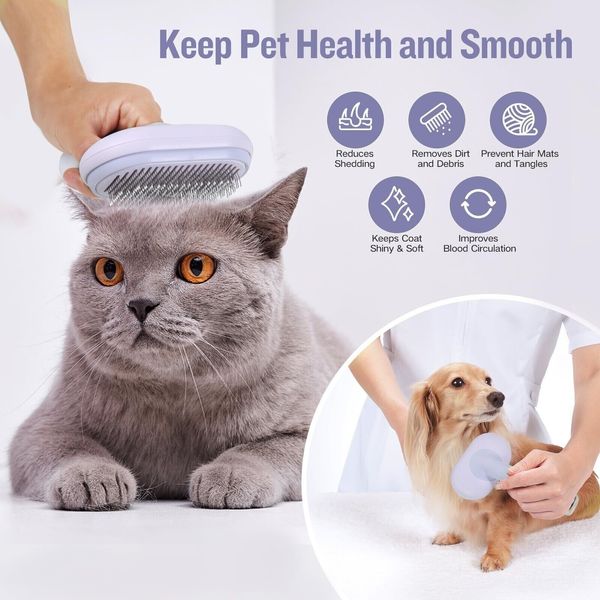 WOPQAEM 2 in 1 Cat Brush, Self Cleaning Slicker Pets Grooming Tool for Shedding