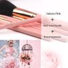Makeup Brush, Cosmetic Brush, Cosmetic Brush, Includes Exclusive Cosmetic Pouch, Portable, Cute, Set of 10 (7 Pieces, Pink)