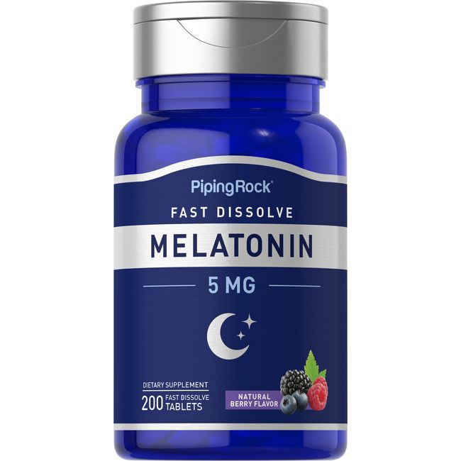 Melatonin 5 mg Fast Dissolve | 200 Tablets | Berry Flavor | by Piping Rock