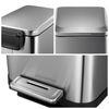13.2Gal Step Trash Can Rectangular Stainless Steel Garbage Fingerprint-Resistant