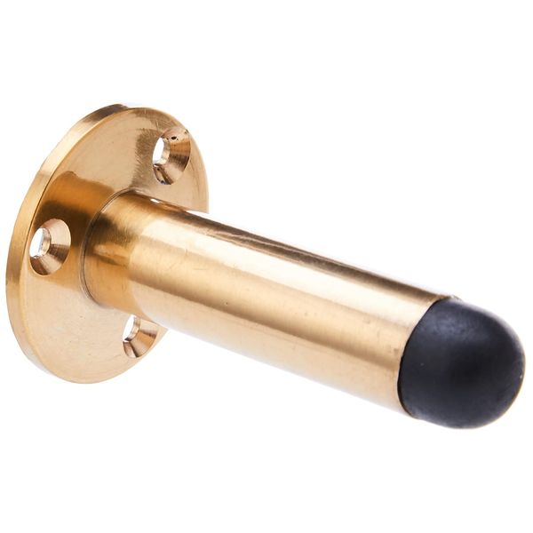 Merriway® BH01611 63mm (2.1/2 inch) Wall Mounted Pillar Door Stop Stopper - Polished Brass