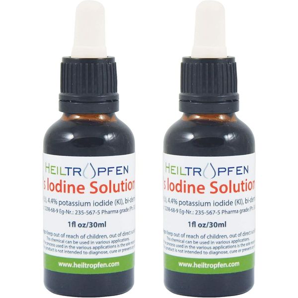 2X 2.2% Lugol's Iodine Solution 2x1 Fl Oz - 2x30 ml | Pharmaceutical Grade Ingredients | Lugols Solu, 1, etc.