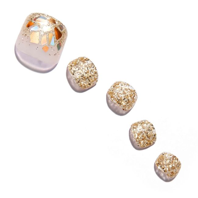 Dashing Diva MJP397P Magic Press Pedicure Gel Nails, For Toenails, Color Gel Sticker, False Nails, Gold Sequin Design