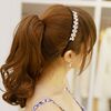 CEXIN Ponytail Wig, Elastic, Clip, 2 Types, Exterior, Soft, Curls, Long, Medium, Partial Wig, Point Wig, Hair Extension, Heat Resistant - Wet rubber type light brown