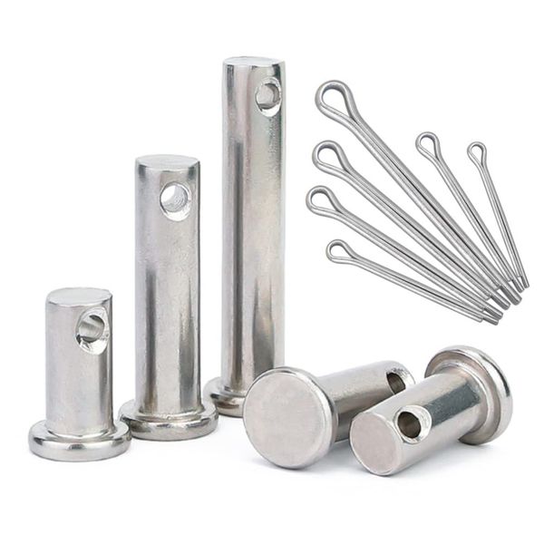 CONPHERON Clevis Pin Flat Head Dowel Pin with Hole Stainless Steel Link Hinge Pin & Cotter Pin Set (M6×10mm, 10 set)