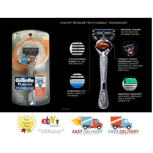 Gillette Fusion Proglide Flexball Razor Silver touch Shaver handle Blade Refill