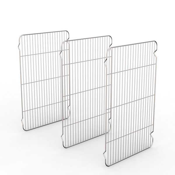 Zacfton Cooling Rack Set of 3, Baking Rack Stainless Steel Wire Rack for Baking Cooking Roasting Grilling Cooling, 15” x 11” x 0.5” Wire Racks, Fit Various Size Cookie Sheets Oven