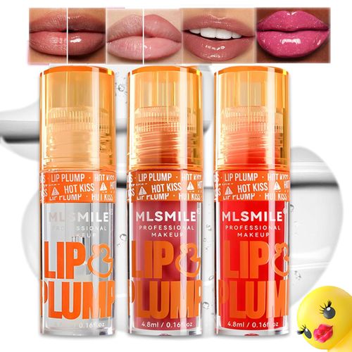 Riroenst 3 pezzi Lip Plumper Gloss, olio idratante per labbra, lucidalabbra altamente pigmentato, olio idratante per labbra Crystal Jelly, fresco di lunga durata