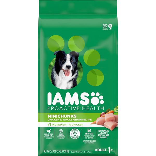 IAMS Adult Minichunks Small Kibble High Protein Dry Dog Food with Real Chicken,