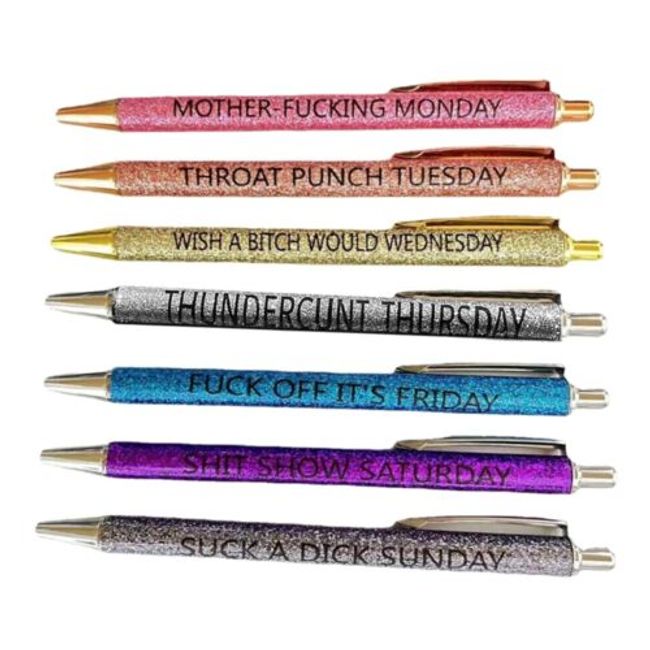 Swear Word Daily ballpoint with stylus Pen Set(5pcs* Funny black
