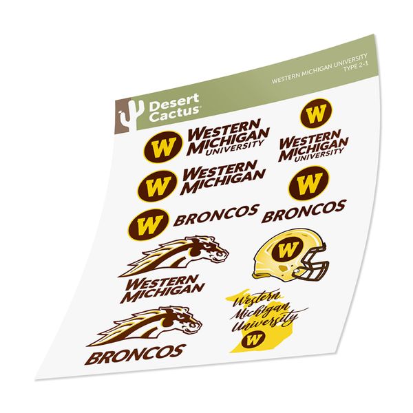 Western Michigan University Sticker WMU Broncos Stickers Vinyl Decals Laptop Water Bottle Car Scrapbook T2 (Type 2)