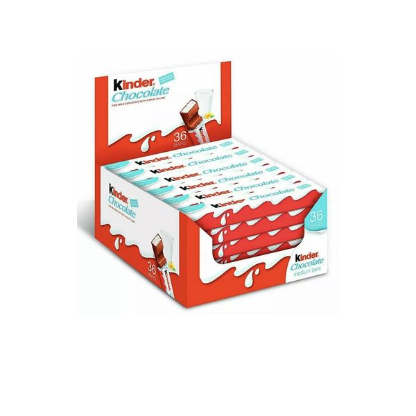 Kinder Chocolate Medium Bars, Bulk Chocolate Gift Box, Fine Milk Chocolate Bar with a Milky Filling, Pack of 36 x 21 g