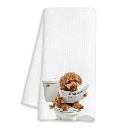 BAYOGITA Cute Poodle Gifts Bathroom Hand Towels - Funny Dog Bathroom Decor Towel, Funny Animal Hand Towels for Restroom Decor, Poodle Gift for Women, Dog Lover Gifts, 16×24 Inches