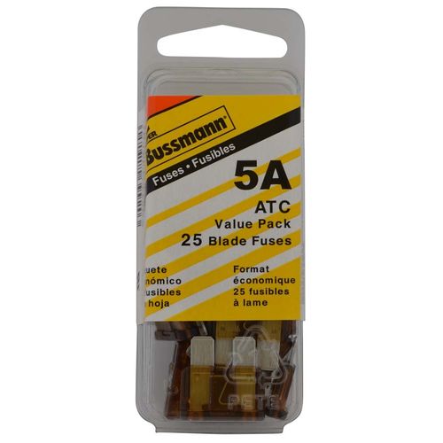 Bussmann (VP/ATC-5-RP) Tan 5 Amp 32V Fast Acting ATC Blade Fuse, (Pack of 25)