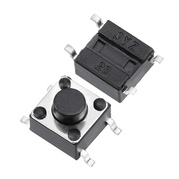 sourcing map 6x6x5mm Momentary Panel PCB Surface Mounted Devices SMT Mount 4 Pins Push Button SPST Tactile Tact Switch 50PCS