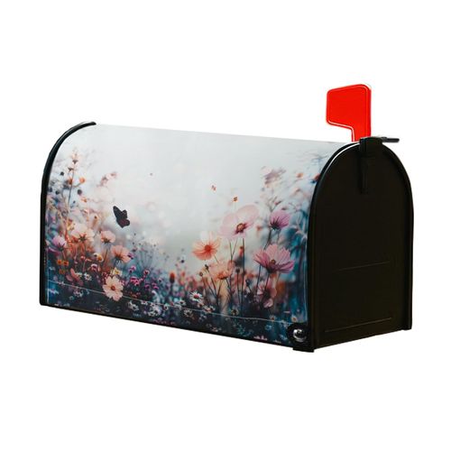 KROUJITY Mailbox Covers Magnetic Standard Size with Spring Flowers and Butterfly, 21'' L x18'' W Outdoor & Garden Yard Decorative Mailbox Wrap, Waterproof and Durable Under Sun Exposure (White)