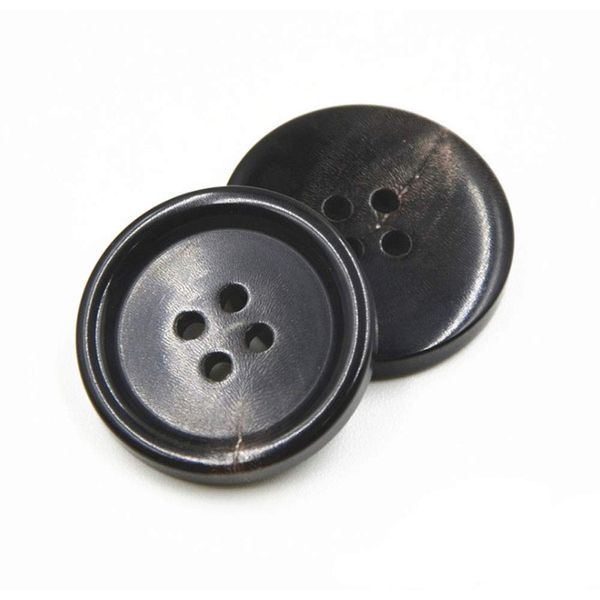 10PCS Clothes Buttons - Fashion Horn Sewing Button 4 Holes Round Shaped Button Set for Men Women Sweaters, Uniform, Shirt, Blazer, Coat and Jacket (Black, 25mm)