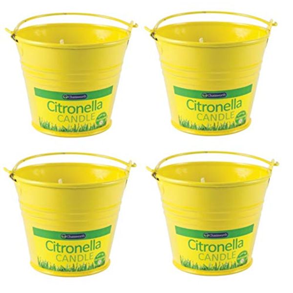 4 x Chatsworth Citronella Bucket Candle Outdoor Dining Garden Pest Control 8.5cm