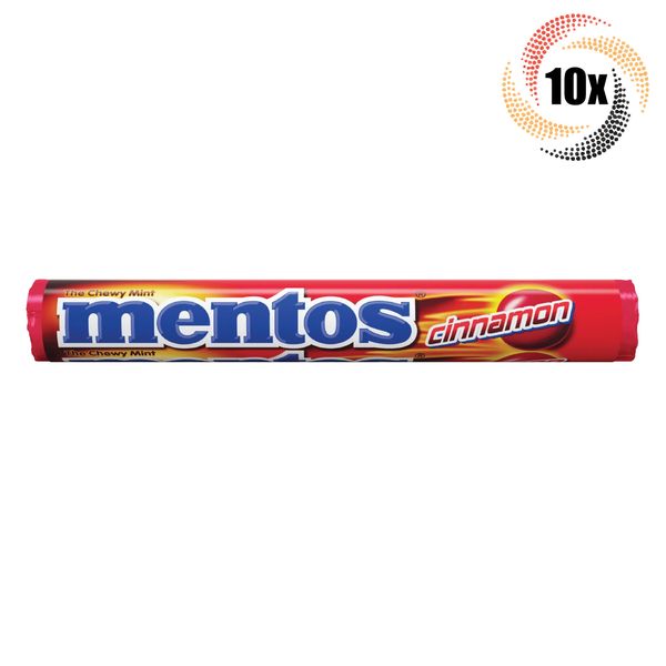 10x Rolls Mentos Cinnamon Flavor Chewy Mints | 14 Mints Per Roll | 1.32oz |