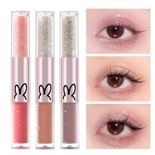 Erinde 6 Pcs Ombretto Liquido Glitter Occhi, Liquid Glitter Matte Eyeliner & Matte Cream Eyeshadow 2 in 1, Quick Drying, Easy to Apply, Long Lasting Korean Shimmer Matte Eyeshadow Eye Makeup