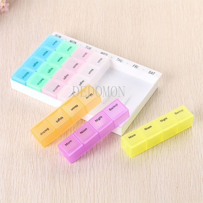 Pill Medicine Box Organizer 28 Slot 7 Days Weekly Holder Reminder Storage  Color