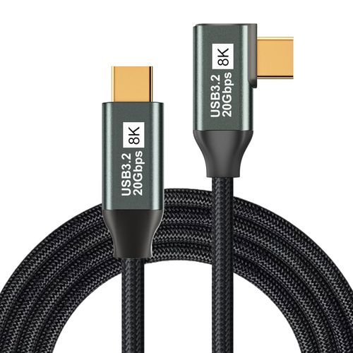 KAKAPOZO Right Angle USB C to USB C 3.1 Gen 2-3.3FT 8K@60Hz USBC USBC Monitor Cable-20Gbps Data Transfer-100W PD Fast Charging Type C to Type C Video Cable for iPhone 15, iPad, MacBook, TV, Display