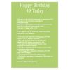 Age 49 Body Facts Birthday Card
