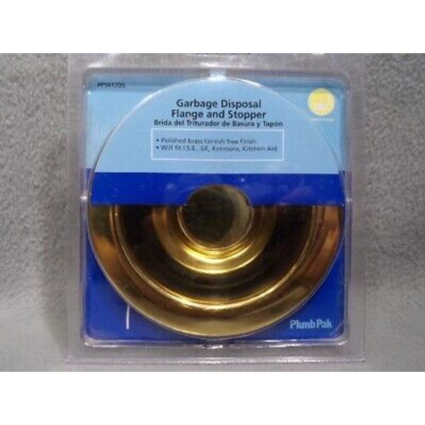 Garbage Disposal Rim & Stopper Polished Brass Plumb Pak PP5417DS Basket Strainer