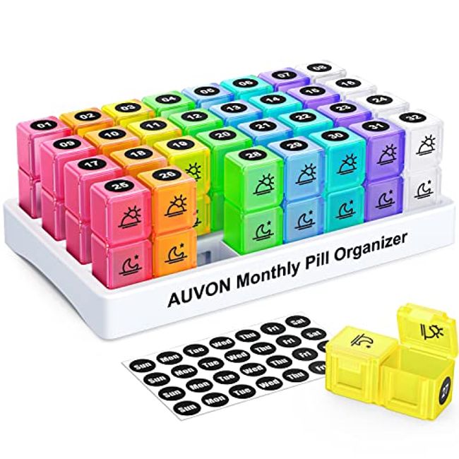 AUVON Pill Box 2 Times a Day, Weekly Pill Organizer AM PM with 7 Daily  Pocket Case to Hold Vitamin, Medicine, Medication, and Supplement