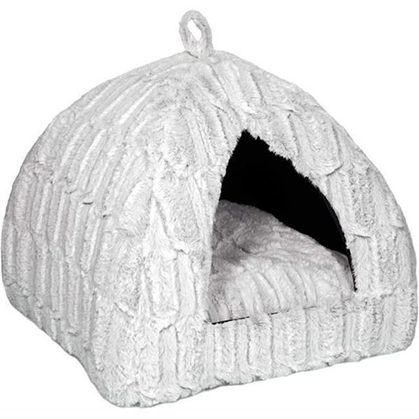 Cat Bed Pet Igloo Cave Small Wool Nest Cozy Igloo Bed Winter House Kennel Grey