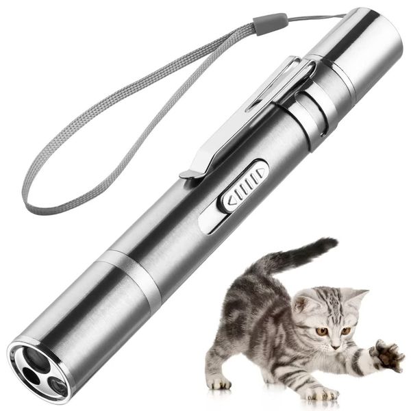 Zugesify Laser Pointer Cat Toy, Interactive Toy with Red Dot LED Light Pointer, Long Range 3 Modes Projection Playpen for Kitten Interaction,USB Recharge Pointer (1 pcs)