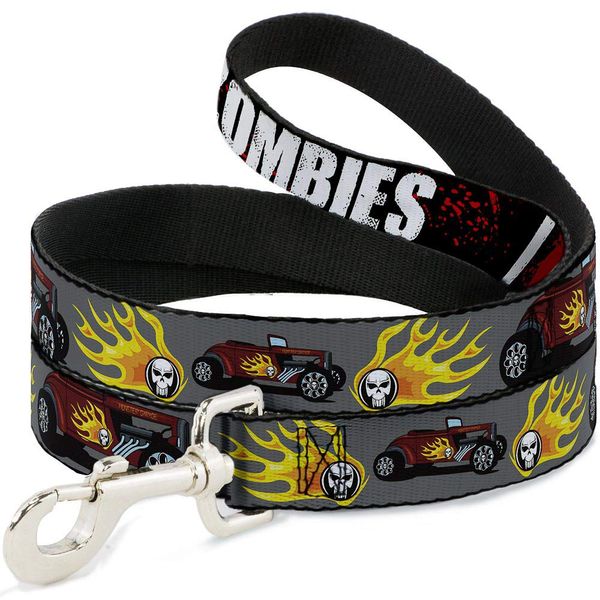 Dog Leash I Heart Zombies Black White Red Splatter 4 Feet Long 0.5 Inch Wide