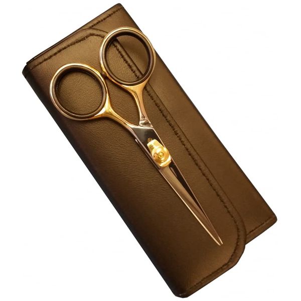 Razor Scissors 4" with Gold Handle for Fly Tying With Pouch