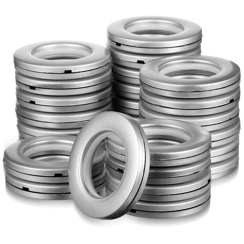 80 PCS Curtain Grommet 1-9/16 Curtain Eyelet Ring Inner Diameter 40mm Inner Matte Silver Plastic Ring Can Make Curtains Grommet A Bit Quieter On The Rod for Window Shower Curtains, Living Room