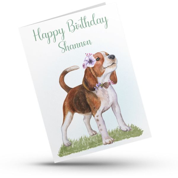 Personalised English Beagle, pet, Happy Birthday card DOG MUM,